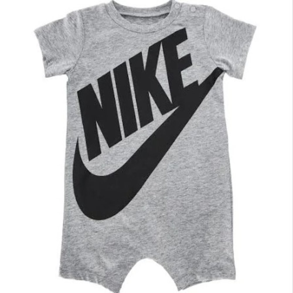 Nike Gray and Black Baby One-Piece Romper